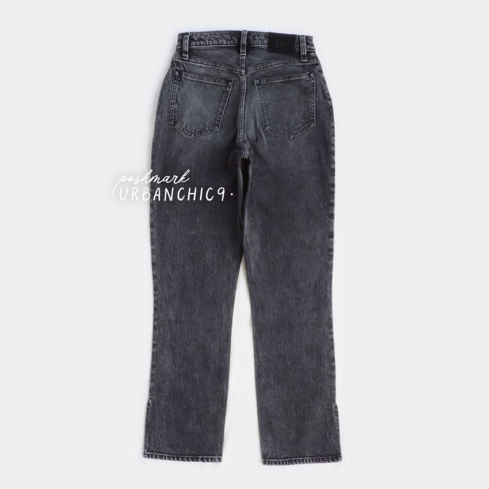 NWT ABERCROMBIE Curve Love 90s High Rise Straight Jean Gray Side Slit size 27 - Picture 6 of 14